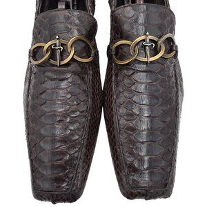 Cesare Paciotti Italy Mens 11 / 10UK Brown Snakeskin Leather Loafers Dress Shoes